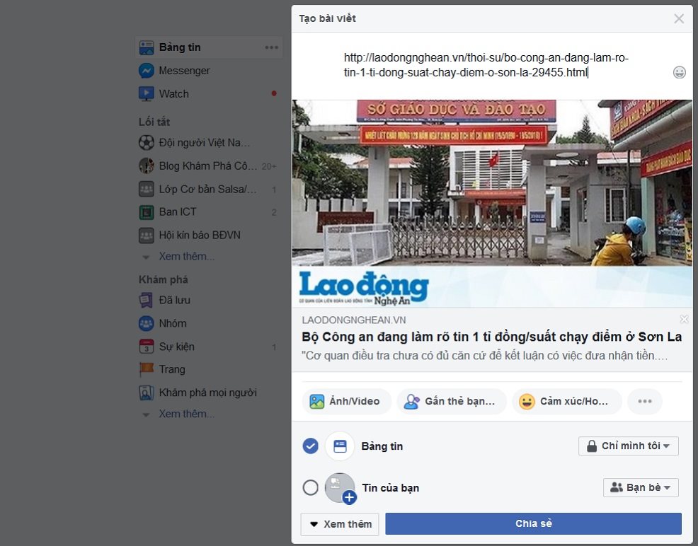 Hướng dẫn khắc phục lỗi Facebook để chia sẻ liên kết